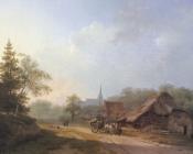 A Cart on a Country Road in Summertime - 巴伦德·科内利斯·库库克